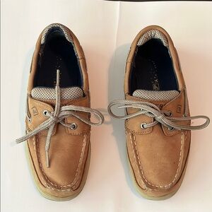 Sperry Kids Boys Tan Boat Shoes Size 2M Style:  Lanyard